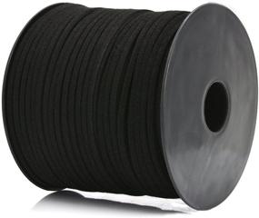 img 3 attached to 🎀 TamBee 3mm Faux Suede Cord Flat Lace Leather String 100 yd/roll - Perfect for DIY Jewelry Making (Black)