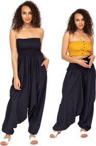 img 3 attached to 👖 Cotton Jumpsuit Romper - Women's Clothing for Harem Pants Enthusiasts