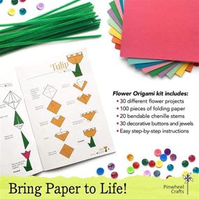 img 3 attached to 🌸 Origami Paper Folding Kit for Girls: Multi-Color Foldable Paper Sheets for Flower Crafts - Includes Decorative Charms & Accessories - Beginner, Intermediate & Advanced Levels - Craft Supplies Set with Instruction Book