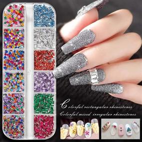 img 3 attached to Nail Art Gemstones and Rhinestones Set, Nail Design Kit with Assorted Nail Stickers, Acrylic Nail Supplies, Nail Ornaments and Embellishments, Pack of 6 Boxes (72 Varieties), Complete Nail Accessories Kit Including Finger Separator and Tweezers