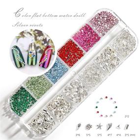 img 2 attached to Nail Art Gemstones and Rhinestones Set, Nail Design Kit with Assorted Nail Stickers, Acrylic Nail Supplies, Nail Ornaments and Embellishments, Pack of 6 Boxes (72 Varieties), Complete Nail Accessories Kit Including Finger Separator and Tweezers