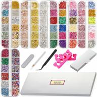 nail art gemstones and rhinestones set, nail design kit with assorted nail stickers, acrylic nail supplies, nail ornaments and embellishments, pack of 6 boxes (72 varieties), complete nail accessories kit including finger separator and tweezers logo