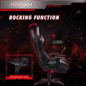 img 1 attached to 🎮 HEALGEN Gaming Chair - Racing Style Gamer Chair with Ergonomic Leather, High Back, Adjustable Seat Height, Swivel, Footrest, Lumbar Pillow, and Headrest