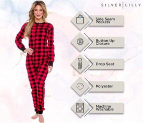 img 1 attached to Silver Lilly Plaid Piece Pajamas Women's Clothing for Lingerie, Sleep & Lounge