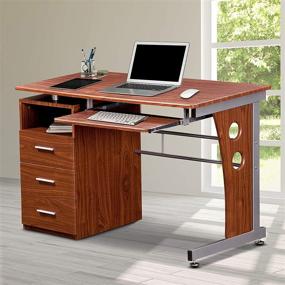 img 4 attached to 🖥️ Functional Mahogany Computer Desk with Storage by Techni Mobili: 30" x 22.75" x 47.25