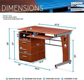 img 1 attached to 🖥️ Functional Mahogany Computer Desk with Storage by Techni Mobili: 30" x 22.75" x 47.25