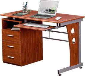 img 3 attached to 🖥️ Functional Mahogany Computer Desk with Storage by Techni Mobili: 30" x 22.75" x 47.25