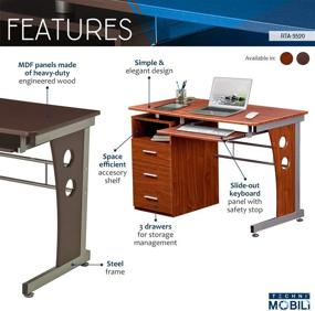 img 2 attached to 🖥️ Functional Mahogany Computer Desk with Storage by Techni Mobili: 30" x 22.75" x 47.25