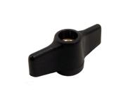 🔩 black glass-filled nylon flange nut with right hand threads - tapped through, class 6h m8-1.25 threads, 17mm width across flats, 20mm height logo