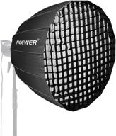 48-inch deep parabolic softbox with bowens mount - neewer cb60 cb100 cb150, aputure 300d ii 120d compatible - includes removable diffuser, external diffuser, and grid - quick folding softbox diffuser by neewer логотип