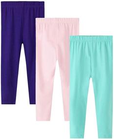 img 4 attached to 💃 Essentials Trio: 3-Pack Cotton Casual Stretch Leggings for Girls