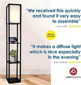 img 2 attached to 🌟 Enhance Your Space with the Stylish Floor Lamp with Shelves by LIGHTACCENTS - An Ideal Corner Storage Bookshelf Lamp with Wooden Storage Shelves and Cotton Linen Shade - Perfect for Bedroom Décor (Black)