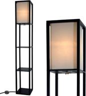 🌟 enhance your space with the stylish floor lamp with shelves by lightaccents - an ideal corner storage bookshelf lamp with wooden storage shelves and cotton linen shade - perfect for bedroom décor (black) логотип