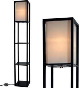 img 4 attached to 🌟 Enhance Your Space with the Stylish Floor Lamp with Shelves by LIGHTACCENTS - An Ideal Corner Storage Bookshelf Lamp with Wooden Storage Shelves and Cotton Linen Shade - Perfect for Bedroom Décor (Black)