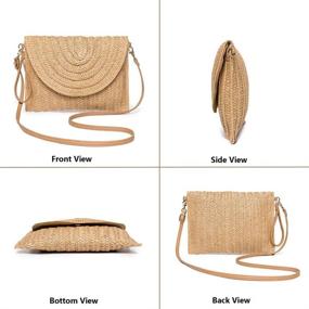 img 3 attached to 👜 Handmade Women's Straw Beach Shoulder Bag Tote with PU Leather Straps - Classic Summer Handbag Purse