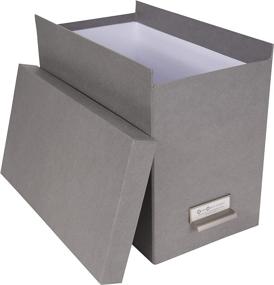 img 1 attached to Grey Bigso John Fiberboard Label Frame Desktop File Storage Box, 10.2 x 7 x 13 in