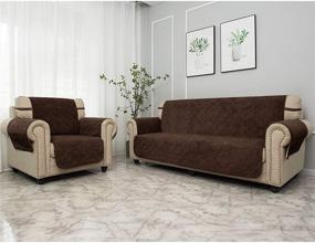 img 2 attached to 🛋️ Ameritex Водонепроницаемая накидка для кресла-реклайнера - Коралловый флисовый защитник мебели с улучшенной антискользящей поверхностью, обновленным узором и дополнительным комфортом - идеальная защитная накидка для дивана с животными и детьми (23"-Реклайнер, Шоколадный)