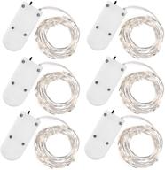 kingtop 6 pack fairy micro lights 2m 20 leds: battery powered silver wire waterproof string lights for holiday party wedding centerpiece bottle decoration [energy class a+] логотип