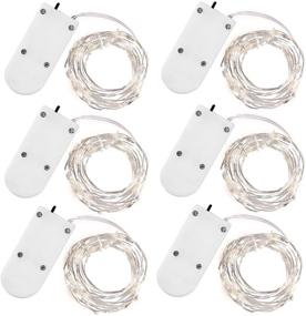 img 4 attached to KINGTOP 6 Pack Fairy Micro Lights 2M 20 LEDs: Battery Powered Silver Wire Waterproof String Lights for Holiday Party Wedding Centerpiece Bottle Decoration [Energy Class A+]