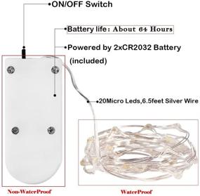 img 3 attached to KINGTOP 6 Pack Fairy Micro Lights 2M 20 LEDs: Battery Powered Silver Wire Waterproof String Lights for Holiday Party Wedding Centerpiece Bottle Decoration [Energy Class A+]