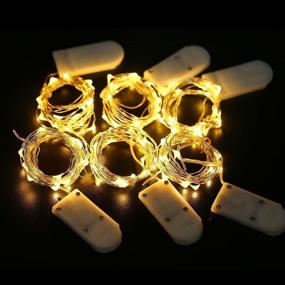 img 2 attached to KINGTOP 6 Pack Fairy Micro Lights 2M 20 LEDs: Battery Powered Silver Wire Waterproof String Lights for Holiday Party Wedding Centerpiece Bottle Decoration [Energy Class A+]