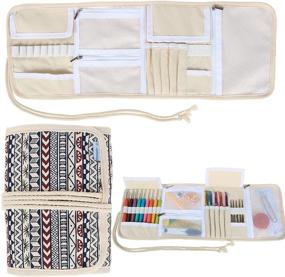 img 4 attached to 🧶 Compact Bohemian Crochet Hook Case - All-in-One Organizer for Various Crochet Needles and Knitting Accessories by Teamoy