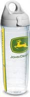 🚜 john deere colossal tervis tumbler: 24oz clear water bottle with gray lid and wrap логотип