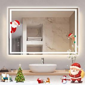 img 4 attached to 🔌 36 x 28 Inch LED Vanity Bathroom Mirror by DLLT - Dimmable Touch Wall Mounted Mirror Lights with Plug - Anti-Fog & Waterproof - Bedroom Frameless Mirror with Light - CRI>90 - Vertical & Horizontal