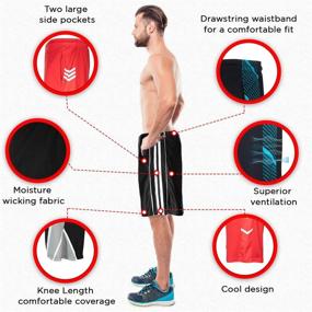 img 2 attached to 🏀 Men's High Energy Long Basketball Shorts - 4 Pack, Sports, Fitness, Exercise, Athletic Performance