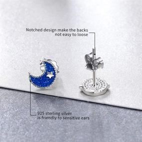 img 2 attached to 🌟 BISAER Moon Star Enamel Stud Earrings 925 Sterling Silver: Cute Hypoallergenic Planet Earrings for Women and Girls - Perfect Thanksgiving and Christmas Day Gifts