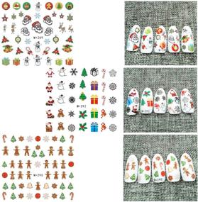 img 2 attached to 🦌 Whaline 1200+ Christmas Nail Art Water Transfer Stickers: Festive Santa Claus, Reindeer and Xmas Tree Decals for Women, Girls, Manicure DIY or Nail Salon - 12 Sheets