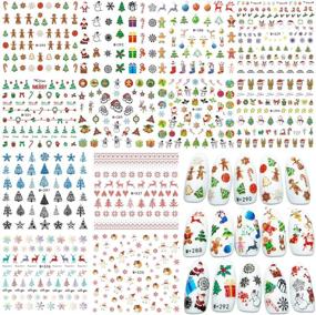 img 4 attached to 🦌 Whaline 1200+ Christmas Nail Art Water Transfer Stickers: Festive Santa Claus, Reindeer and Xmas Tree Decals for Women, Girls, Manicure DIY or Nail Salon - 12 Sheets