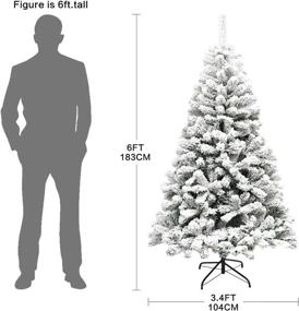 img 2 attached to 🎄 Super Holiday 6ft Snow Flocked Hinged Artificial Pine Christmas Tree: Perfect Indoor/Outdoor Xmas Full Tree with Solid Metal Stand (6ft/Snow)