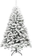 🎄 super holiday 6ft snow flocked hinged artificial pine christmas tree: perfect indoor/outdoor xmas full tree with solid metal stand (6ft/snow) logo