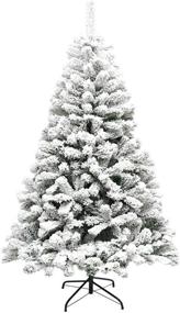 img 4 attached to 🎄 Super Holiday 6ft Snow Flocked Hinged Artificial Pine Christmas Tree: Perfect Indoor/Outdoor Xmas Full Tree with Solid Metal Stand (6ft/Snow)