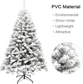 img 3 attached to 🎄 Super Holiday 6ft Snow Flocked Hinged Artificial Pine Christmas Tree: Perfect Indoor/Outdoor Xmas Full Tree with Solid Metal Stand (6ft/Snow)