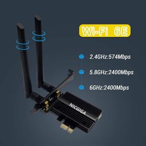 img 3 attached to NICGIGA WiFi 6E 5400Mbps AX210 Wireless PCIe Card: Ultra-Fast Tri-Band Connectivity, Bluetooth5.2, MU-MIMO, Windows10(64bit) Support