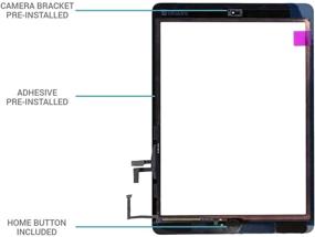 img 2 attached to 📱 Dedia Black Touch Screen Replacement for iPad 5/iPad Air 2013 - 9.7 inch - A1474 A1475 A1476: Digitizer Glass Assembly + Home Button - Tool Kit and Pre-Installed Adhesive Included