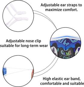 img 2 attached to 🎭 Adjustable Ear Loops Children's Washable Reusable Face Mask - Breathable Cloth Cotton Covering for Protection, Soft Fabric, Cute Video Designer Masks for Boys, Girls, Toddlers - Ideal Gift, Mascarillas