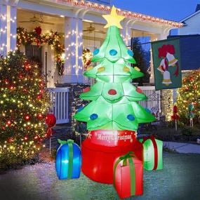 img 1 attached to 🎄 ATDAWN 7-Foot Inflatable Christmas Tree: Spinning Xmas Decor for Outdoor/Indoor Yard, Garden Party – Outdoor Christmas Inflatables & Blow Up Tree Decorations