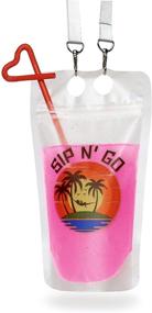 img 1 attached to 🥤 25 Count Reusable Drink Pouches with Straw and Lanyard - Clear Stand Up Bags for Smoothies, Including Funnel - Ideal for Adults and Kids