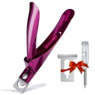 effortlessly beautiful: adjustable stainless steel violet red false nail tip clipper for salon-quality manicure and pedicure at home logo