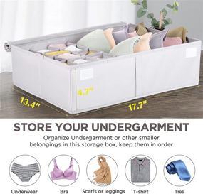 img 3 attached to 📦 Gbdilo Foldable Closet Drawer Divider: Linen Storage Box Bin for Underwear, Socks, Bras, Ties, Scarves, and Lingerie with Lids - 16 Cells Organizer in Wardrobe (Grey)