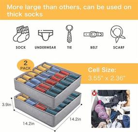 img 3 attached to DIMJ Sock Organizer, 24 Cell Drawer Organizers Dividers Fabric Foldable Cabinet 🧦 Closet Organizers and Storage Boxes for Socks and Ties - Pack of 2