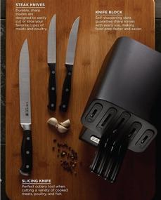 img 1 attached to Sabatier Edgekeeper Pro Knife Block Set: Self-Sharpening 12-Piece Forged Triple Rivet, Black