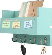 📬 halcent wood mail holder: stylish wall organizer shelf with 4 key hooks & memo board for entryway логотип