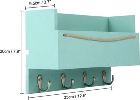 img 1 attached to 📬 Halcent Wood Mail Holder: Stylish Wall Organizer Shelf with 4 Key Hooks & Memo Board for Entryway