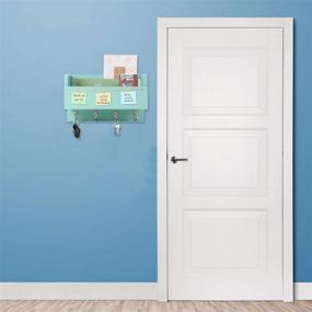 img 2 attached to 📬 Halcent Wood Mail Holder: Stylish Wall Organizer Shelf with 4 Key Hooks & Memo Board for Entryway