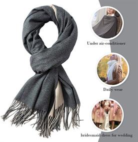 img 2 attached to Cashmere Feel Warm Tone Shawl Women's Accessories