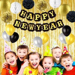 img 2 attached to 🎉 TUPARKA 2021 Happy New Year Decorations Set | Happy New Year Banner, Chinese Paper Lanterns, Tissue Paper Flowers, Pom Poms, Gold Fringe Curtain, Balloons | New Years Eve Party Supplies Kit